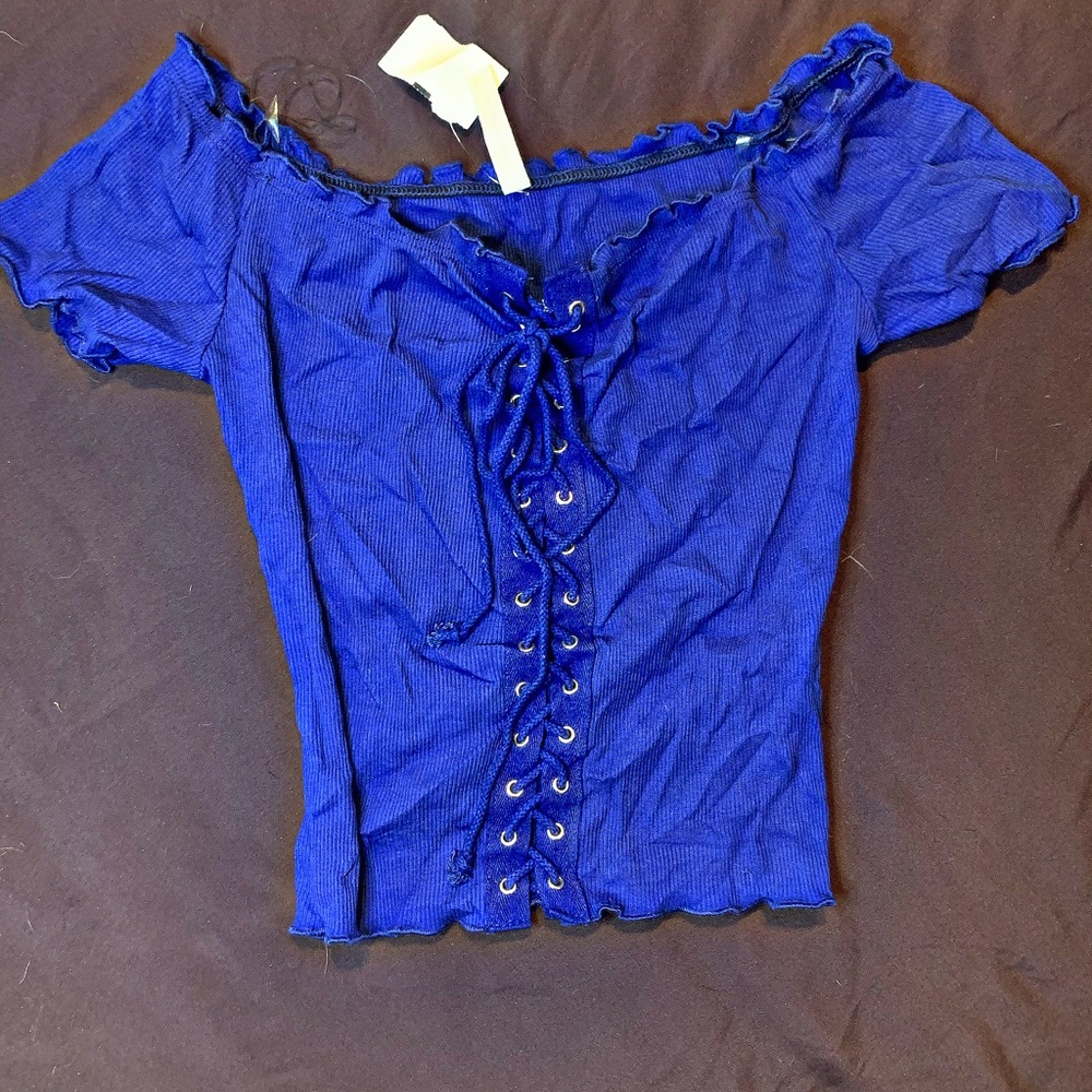 BLUE OFF THE SHOULDER TOP